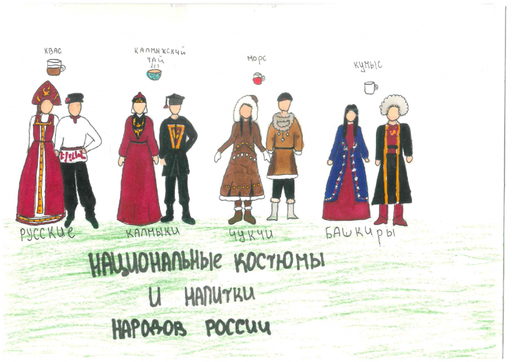 Национальные костюмы и напитки народов России